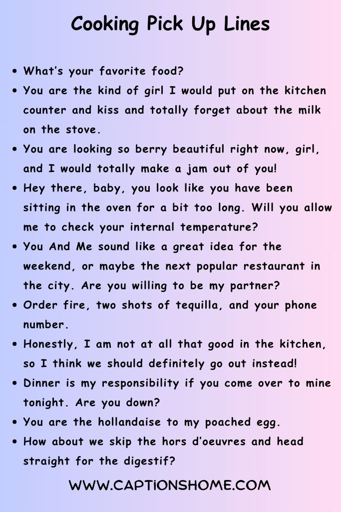 Cooking Pick Up Lines