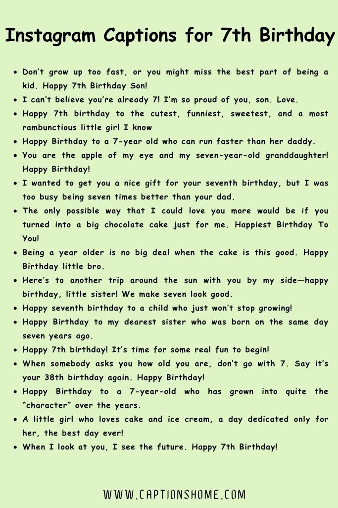 Instagram Captions for 7th Birthday